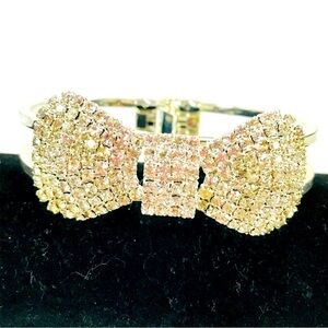 Sparkly Rhinestone Bow Cuff Bracelet